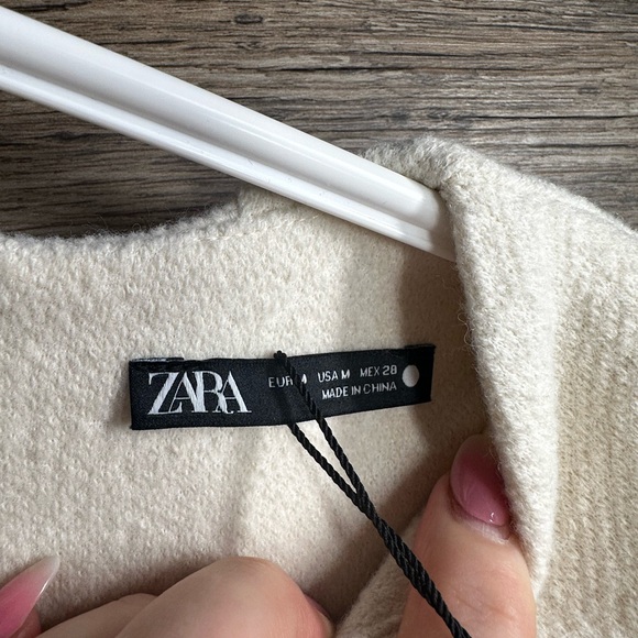 Zara White Cream Long Sleeve Wool Knit Dress - Picture 3 of 8